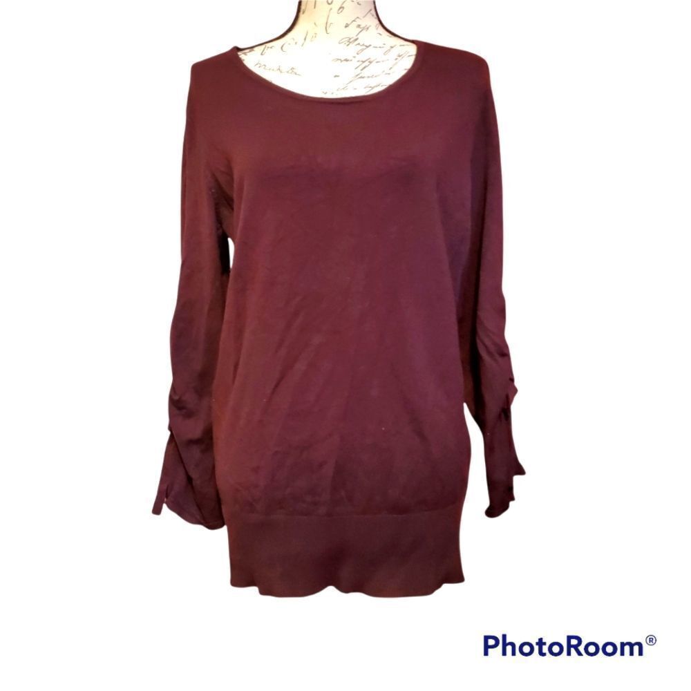 Alfani Ladies Size Large Crackled Plum Gathered Sleeve Knit Top